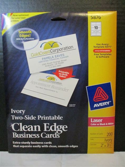 Avery Business Cards 5876 Ivory Two-Side Printable Clean Edge Business Cards 72782058760 | eBay ...
