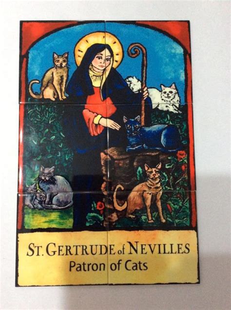 Saint Gertrude of Nivelles, Patron of Cats and Gardeners Mural Ceramic ...