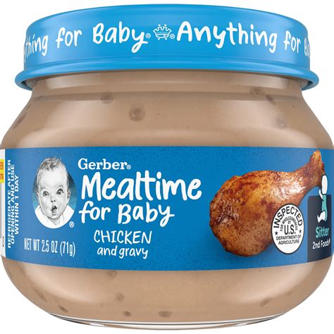 Gerber Mealtime for Baby Stage 2 Baby Food, Chicken & Gravy, 2.5 oz Jar ...