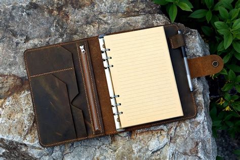 Vintage A5 Size Leather Organizer Agenda / Refillable Genuine Leather binder Diary Travel ...