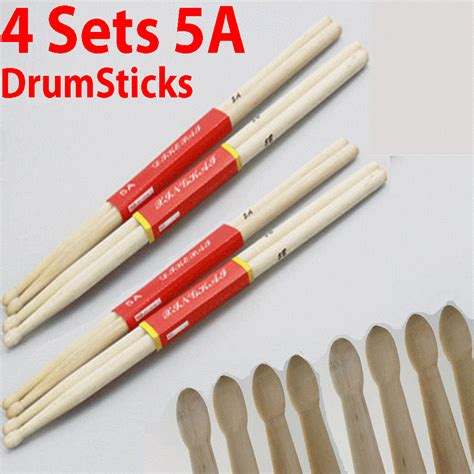 4 Pairs 5A Drum Sticks Drumsticks Maple Wood Music Band Jazz Rock NEW ...