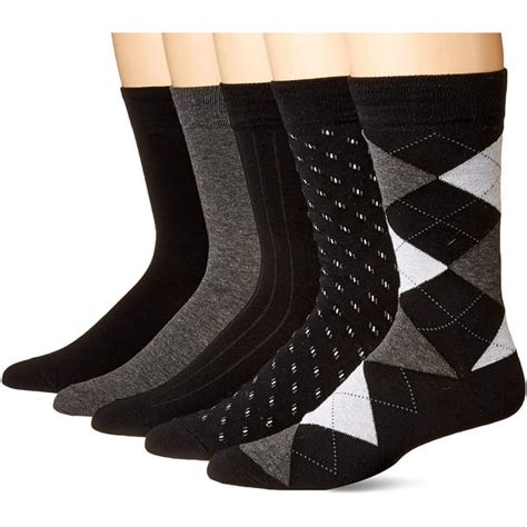 KIPFITT - Men's Dress Socks 5 Pack Black Assorted - Walmart.com ...