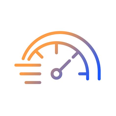 Speedometer gradient linear vector icon. Miles per hour. Speed control of vehicle. Acceleration ...