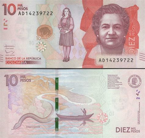 SCWPM P460 TBB B995b 10,000 Pesos Colombian Banknote Uncirculated UNC (02/08/2016) | Kate's ...