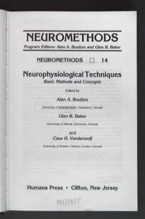 Neurophysiological Techniques, I : Basic Methods and Concepts ...