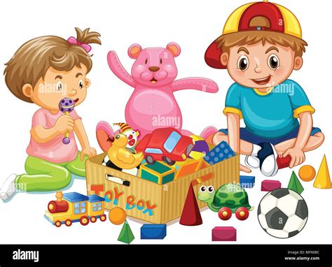 Brother and Sister Playing Toys illustration Stock Vector Image & Art - Alamy