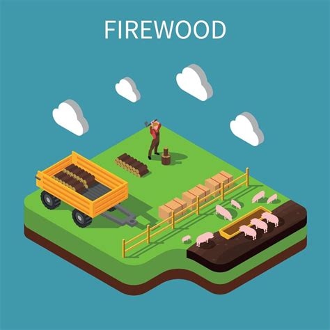 Firewood Isometric Composition Vector Illustration 2951255 Vector Art at Vecteezy