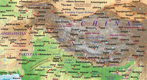 India Regular colour Political & Relief map @20m scale with High & Low res relief detail in ...