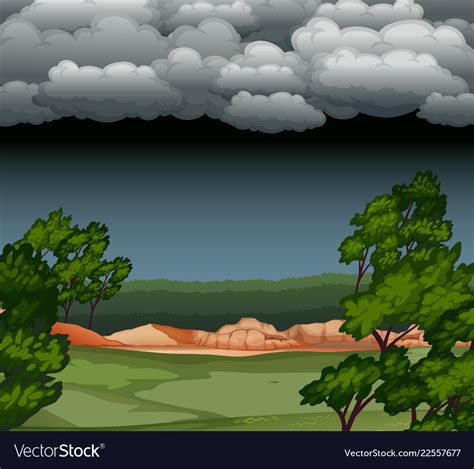 Cloudy night nature landscape Royalty Free Vector Image