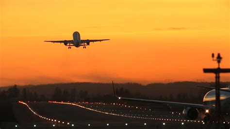 Airplane Takeoff Runway Airport Beautiful Light Stock Footage Video 6113852 - Shutterstock