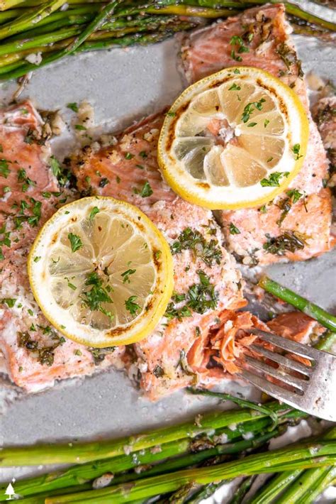 Sheet Pan Asparagus and Salmon {Baked with Lemon Butter} - Little Pine Kitchen