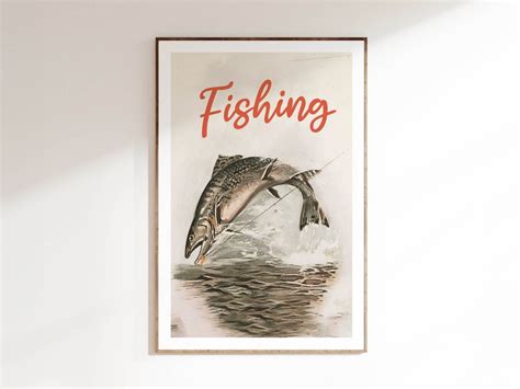 Classic Fishing Print Vintage Fishing Poster Retro Fishing Wall Decor ...