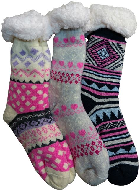 Yacht & Smith - Yacht&Smith Sherpa Fleece Lined Slipper Socks with Gripper Bottoms, Warm Winter ...