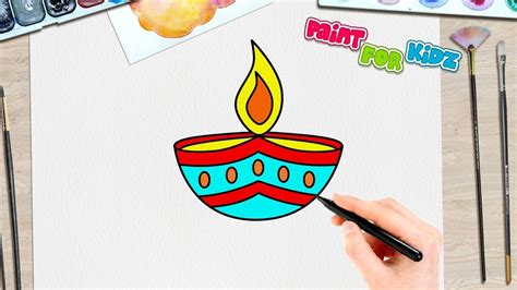Diwali Diya Drawing | Spread the light | Easy Drawing For Kids | Paint ...