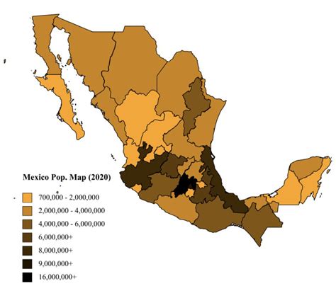 Mexico Population Map (2020) : r/MapPorn