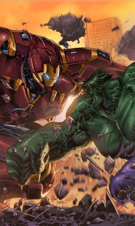 Iron man, hulkbuster vs hulk, fight, superheros, artwork, 480x800 wallpaper Iron Man Comic ...