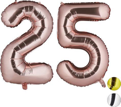 Relaxdays Foil Balloon Number 25, Birthday, Wedding Or Anniversary Decor, 85-100 cm, Giant ...