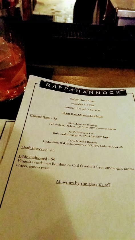 Menu at Rappahannock Restaurant, Richmond, 320 E Grace St