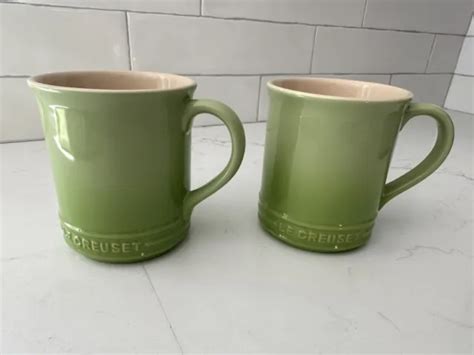 NEW LE CREUSET Stoneware 12oz Tea Coffee Mugs Set Of 2 Kiwi Color $31.00 - PicClick