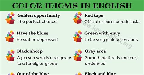 Color Idioms: 29 Awesome Color Idioms to Develop Your English - Love ...