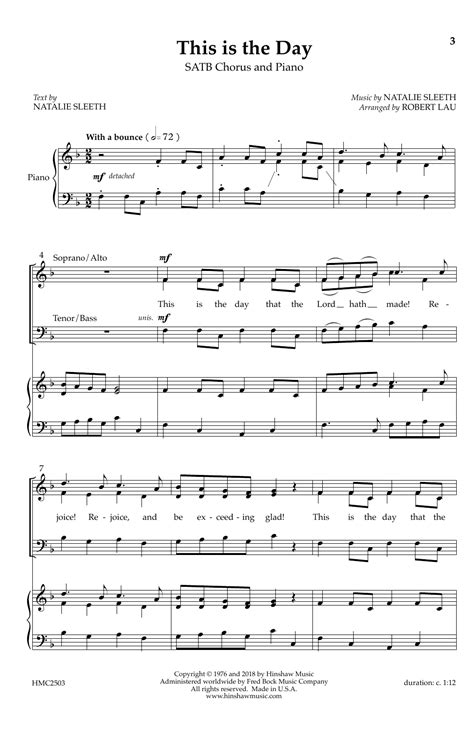 This Is the Day by Robert Lau Sheet Music for SATB Choir at Sheet Music Direct