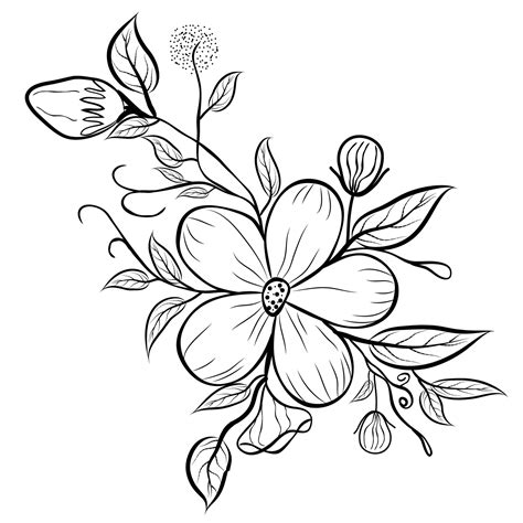 Simple Flower Line Drawing Vector | Best Flower Site