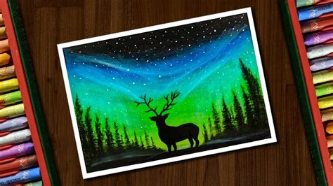 Aurora Night Drawing with Oil Pastels for beginners - step by step - YouTube | Oil pastel ...