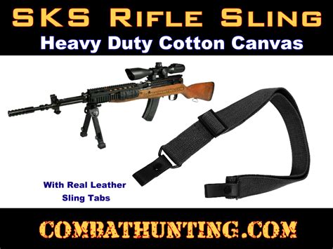 SKS/AK Rifle Sling With Leather Tabs Black