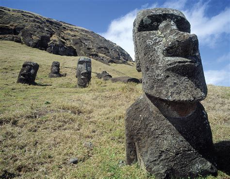 Monolithic Statues At Rano Raraku Quarry Photograph by English School ...