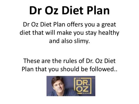 Dr Oz Diet Plan