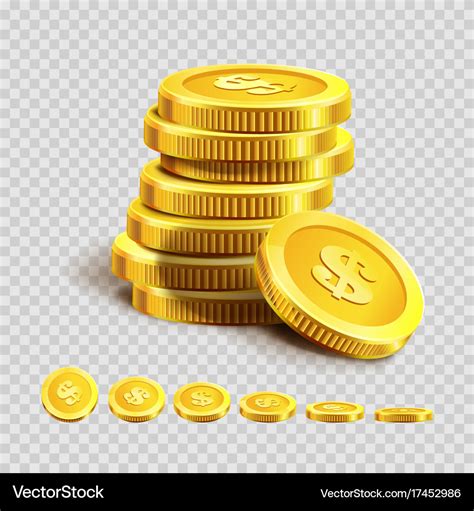 Golden coins piles or money bank gold coin heaps Vector Image