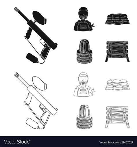 Paintball marker player and other accessories Vector Image