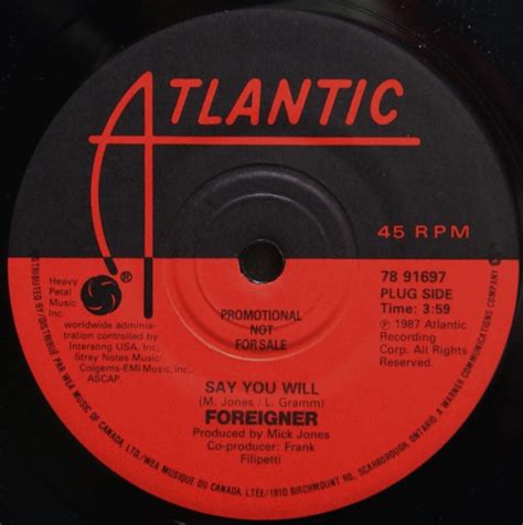 Foreigner – Say You Will / A Night To Remember (1987, Vinyl) - Discogs