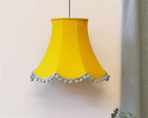 Yellow linen hanging lampshade | Etsy | Hanging lamp shade, Lamp, Diy lamp shade