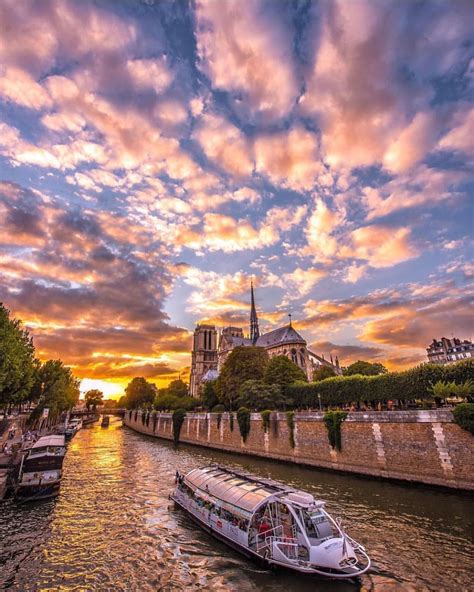 Sunset cruise on Seine River - Paris 💜💜💜 Picture by @cbezerraphotos . #wonderful_places for a ...