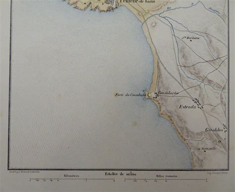 Peniche Portugal City Plan Walls Fortifications 1870's Becquet detailed map: (1870) Map ...