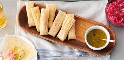 Mini Cheese Tamales with Salsa Verde and Pickled Red Onions – American Kitchen