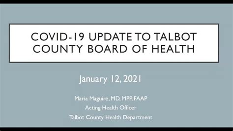 Talbot County Health Department COVID-19 Update January 12, 2021 - YouTube