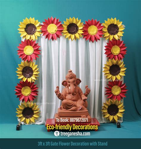 Ganpati Decoration 3x3ft Gate Flowers | Eco-friendly Ganpati decoration | Paper decoration | DIY ...