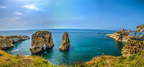 HD wallpaper: brown rocky mountain beside sea, lebanon, lebanon, Panoramic | Wallpaper Flare