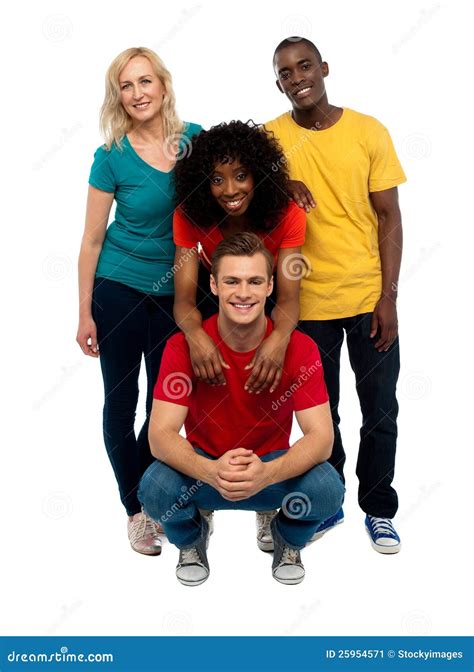 Group Of Four Happy Young People Stock Image - Image of adult, funky ...