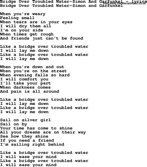 Love Song Lyrics for:Bridge Over Troubled Water-Simon And Garfunkel