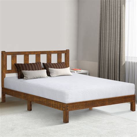 GrandRest 14 Inch Deluxe Solid Wood Platform Bed with Headboard, Queen ...