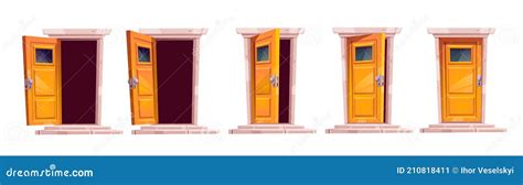 Cartoon Door Closing Motion Sequence Animation Stock Vector - Illustration of exterior, glass ...