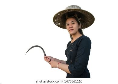 Woman Farmer Holding Sickle Harvesting On Stock Photo 1475361110 ...