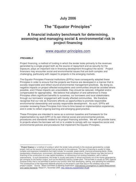 Equator Principles | PDF | Project Finance | Environmental Impact ...