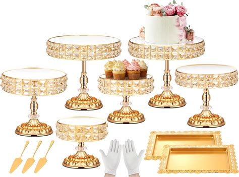 Vintage Gold Cake Stand Set with Crystal Edge - Perfect for Weddings ...