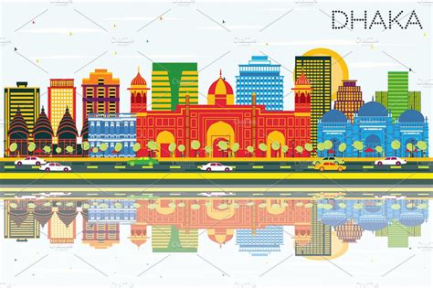 Dhaka Skyline | Pre-Designed Illustrator Graphics ~ Creative Market