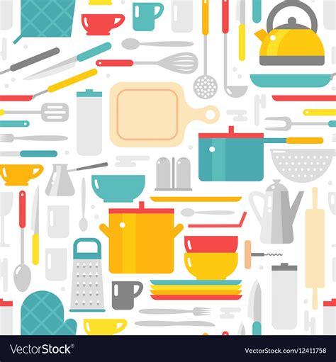 Kitchenware seamless pattern Royalty Free Vector Image