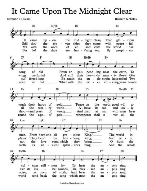 Free Lead Sheet Music – It Came Upon The Midnight Clear - Christmas | Christmas piano music ...